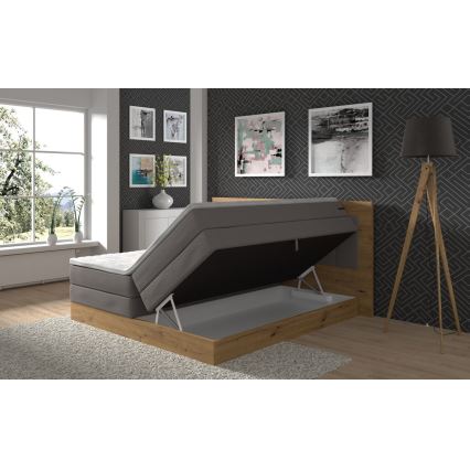 Letto a molle insacchettate con materassi e topper e contenitore JASMINE 180x200 cm grigio