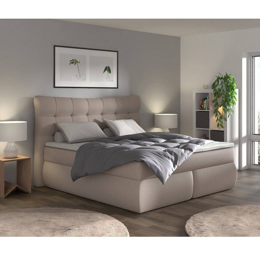 Letto boxspring con materassi e topper SOFIA 180x200 cm beige
