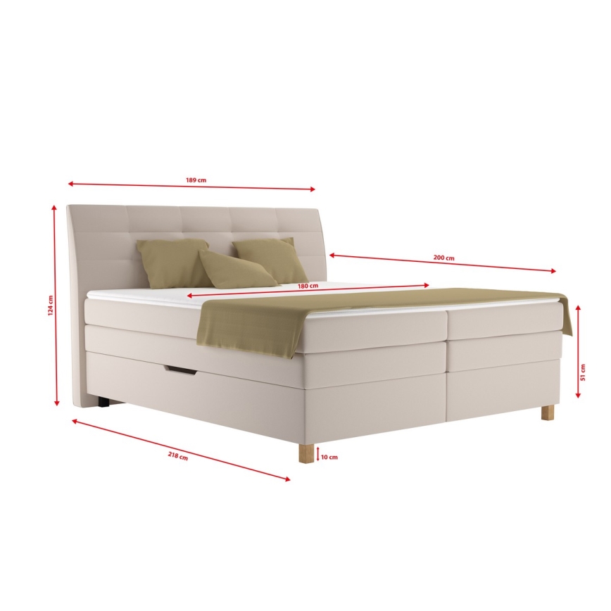 Letto boxspring con materasso BEA 180x200 cm beige