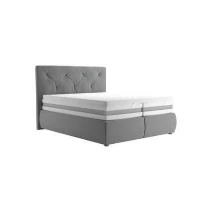 Letto boxspring ELEN 160x200 cm con materasso e topper, grigio