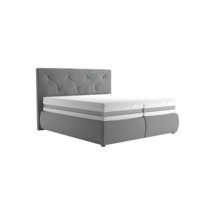 Letto boxspring ELEN 180x200 cm grigio, completo di materasso e topper