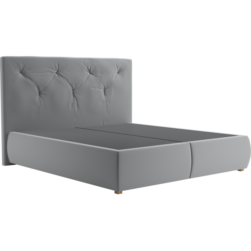 Letto boxspring ELEN 180x200 cm grigio, completo di materasso e topper