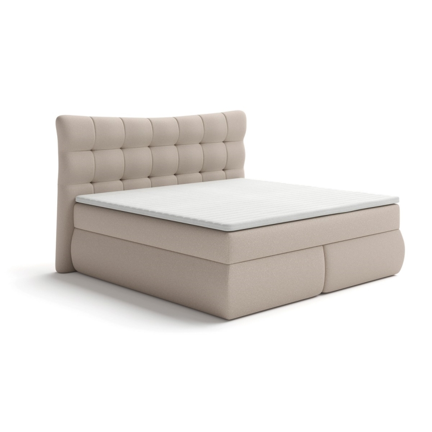 Letto boxspring con materassi e topper SOFIA 180x200 cm beige