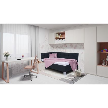 Letto imbottito con contenitore MARIA PETITE 120x200 cm, senza materasso, antracite