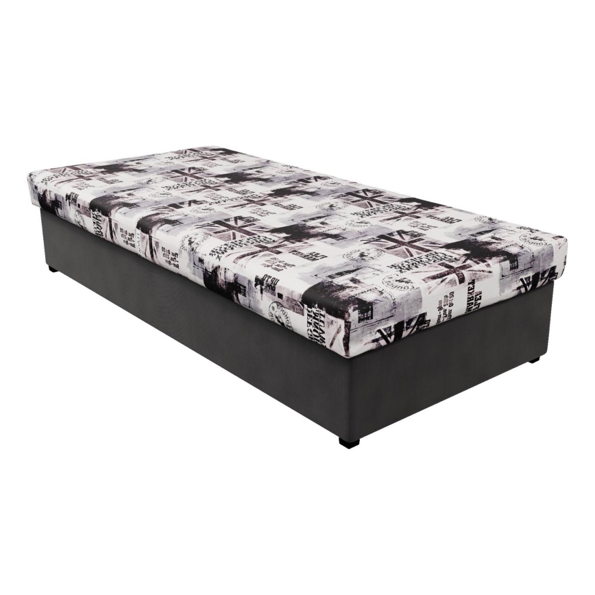 Letto da giorno con materasso a molle e contenitore NOE 200x90 grigio/nero