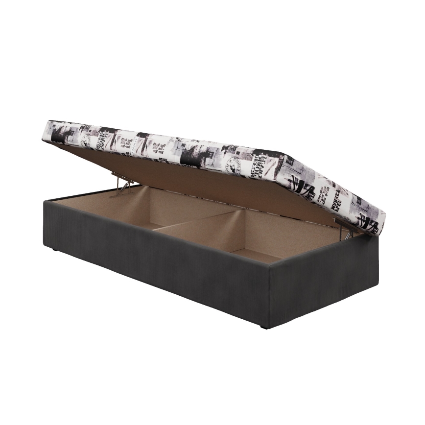 Letto da giorno con materasso a molle e contenitore NOE 200x90 grigio/nero