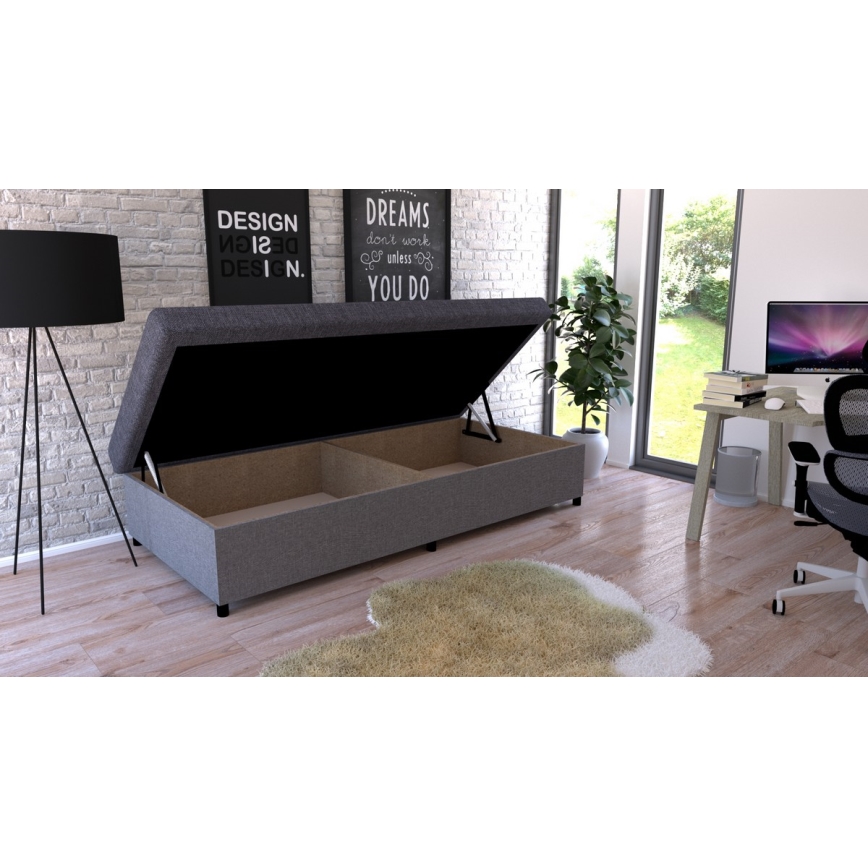Letto da giorno imbottito con contenitore CORY 80x200 grigio