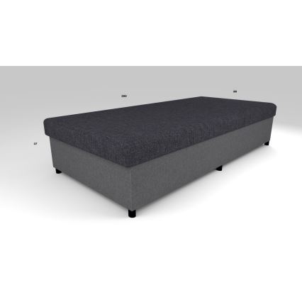Letto da giorno imbottito con contenitore CORY 80x200 grigio