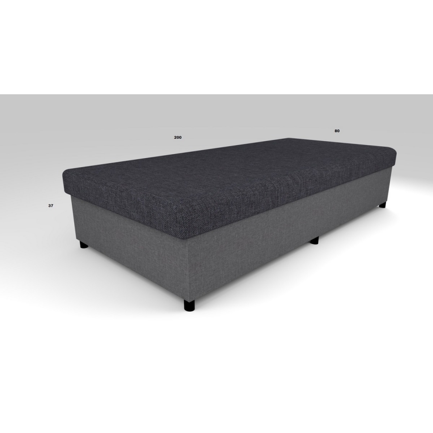 Letto da giorno imbottito con contenitore CORY 80x200 grigio
