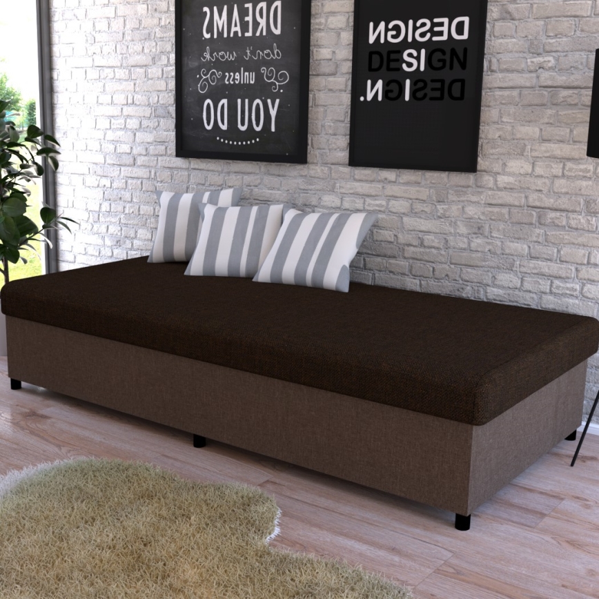 Letto da giorno imbottito con contenitore CORY 80x200 marrone