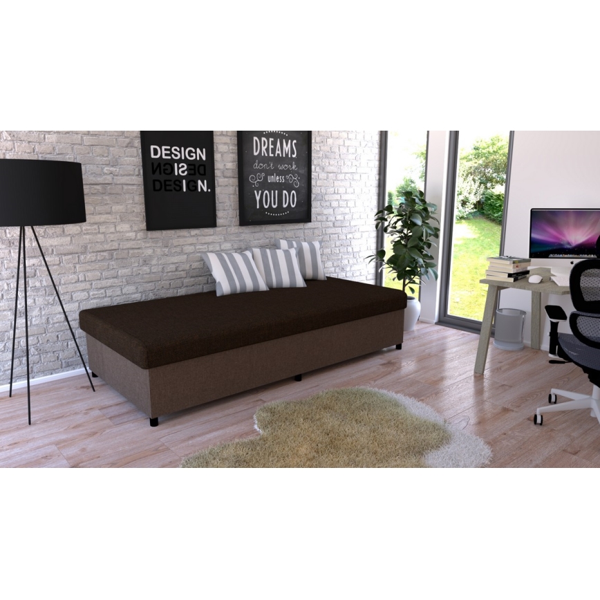 Letto da giorno imbottito con contenitore CORY 80x200 marrone