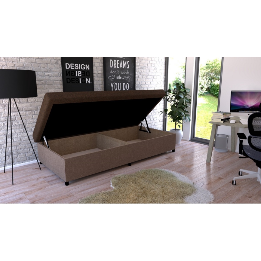 Letto da giorno imbottito con contenitore CORY 80x200 marrone