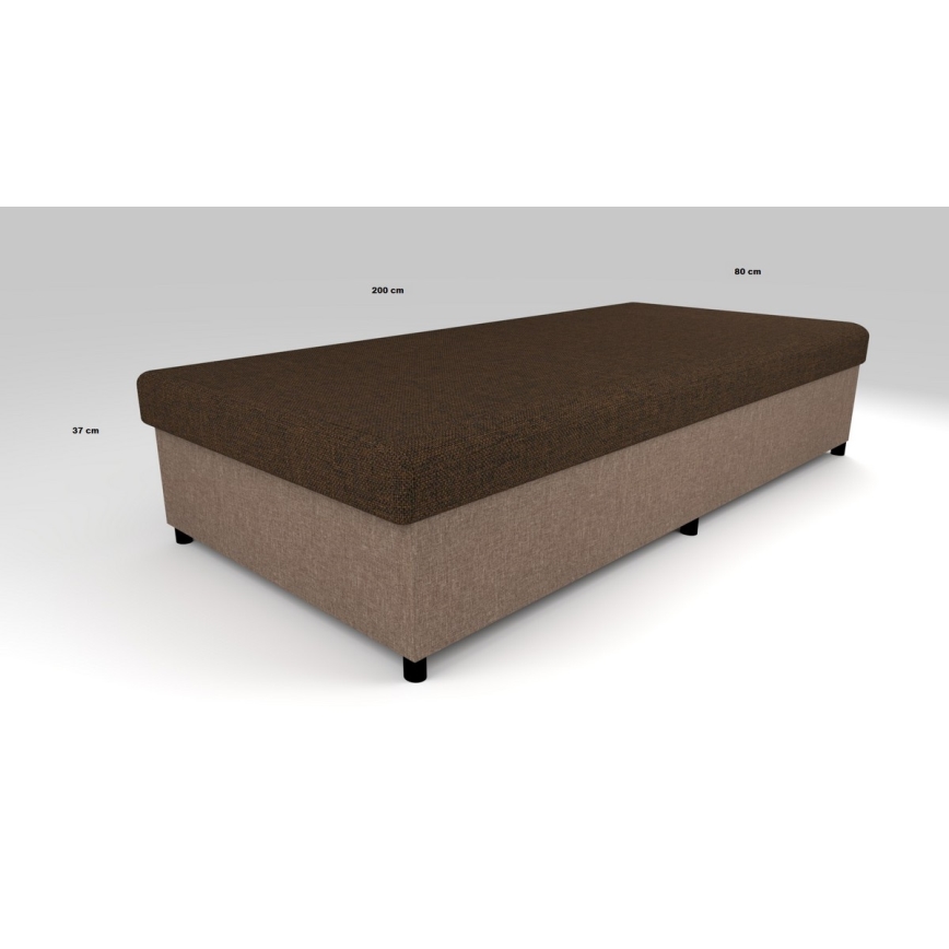 Letto da giorno imbottito con contenitore CORY 80x200 marrone