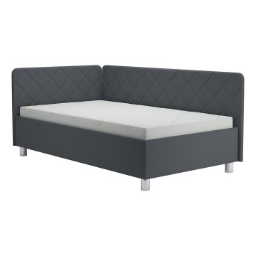 Letto da giorno imbottito con contenitore e materasso EMILE 110x200 cm grigio