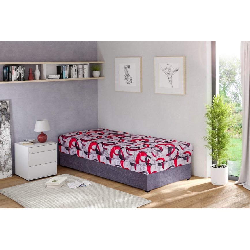 Letto da giorno imbottito con contenitore ESTEL 90x200 cm grigio