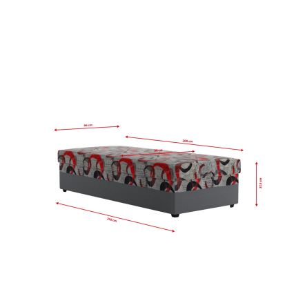Letto da giorno imbottito con contenitore ESTEL 90x200 cm grigio