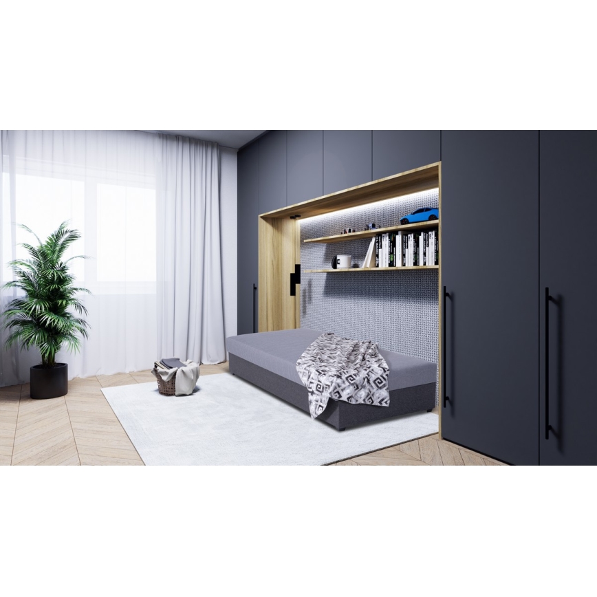 Letto da giorno imbottito con contenitore JACOB XL 90x200 cm grigio