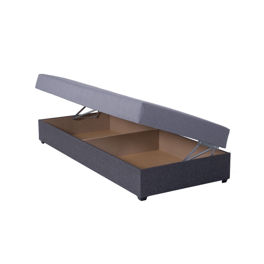 Letto da giorno imbottito con contenitore JACOB XL 90x200 cm grigio