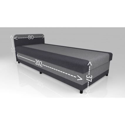 Letto da giorno imbottito con contenitore TALI 80x202 grigio/antracite