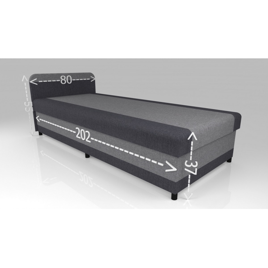 Letto da giorno imbottito con contenitore TALI 80x202 grigio/antracite