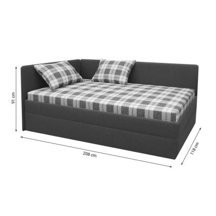 Letto da giorno imbottito con universale L/R headboard ARLY 110x200 cm antracite/bianco
