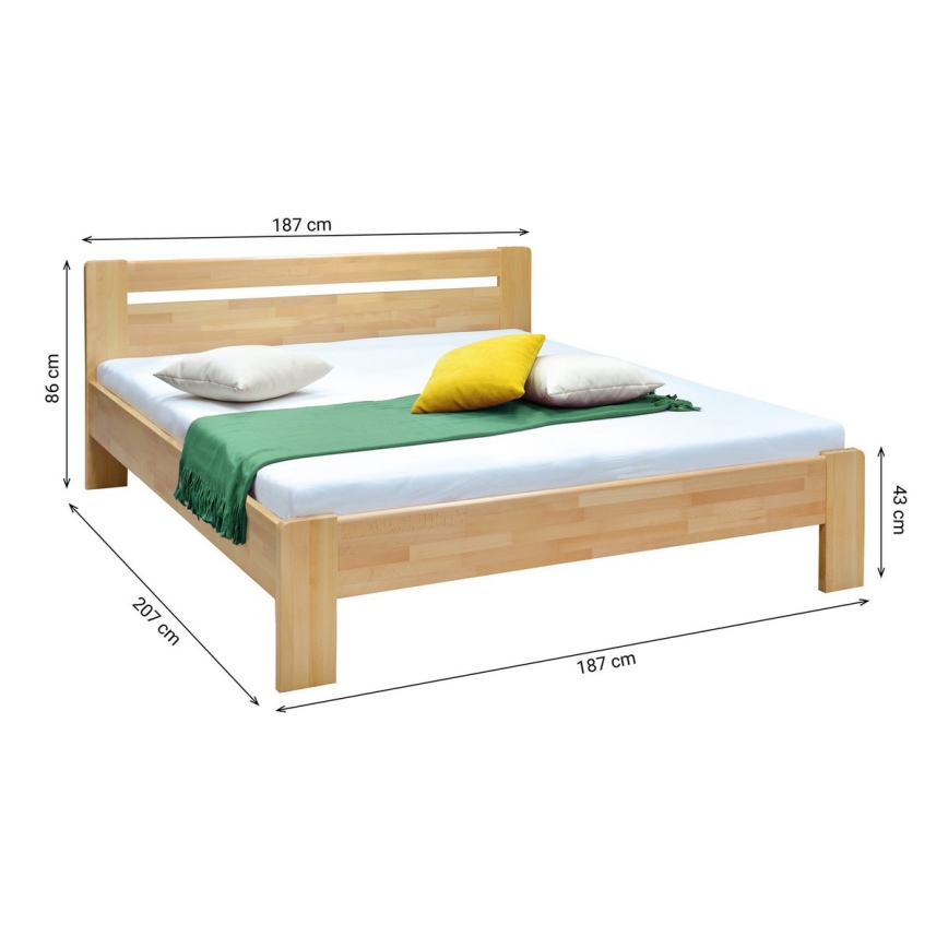 Letto doppio fatto di legno solido AMARA 180x200 cm faggio