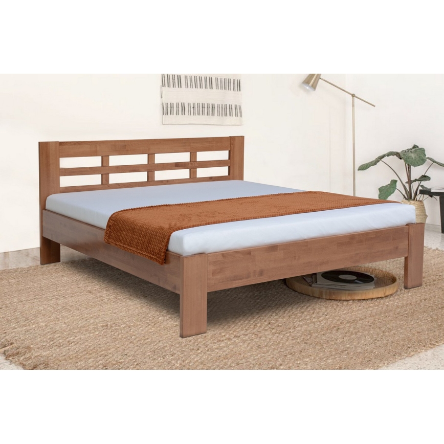Letto doppio fatto di legno solido ANGELA 180x200 cm prugna