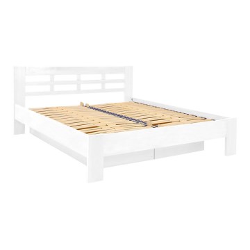 Letto doppio fatto di legno solido con contenitore ANGELA 180x200 cm bianco