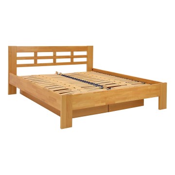 Letto doppio fatto di legno solido con contenitore ANGELA 180x200 cm noce chiaro