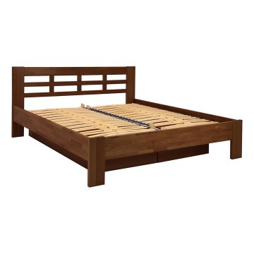 Letto doppio fatto di legno solido con contenitore ANGELA 180x200 cm noce scuro