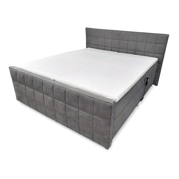 Letto elettrico regolabile imbottito con materassi e topper HELEN 180x200 cm grigio