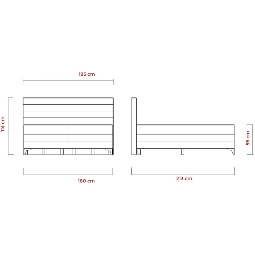 Letto imbottito elettrico regolabile con materassi MILA 180x200 cm grigio