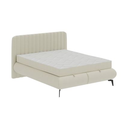 Letto imbottito ALEXA 140 x 200 cm con materassi e capiente vano contenitore, beige