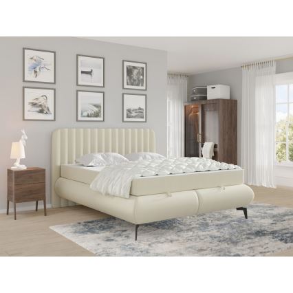 Letto imbottito con materassi e contenitore ALEXA 140x200 cm beige