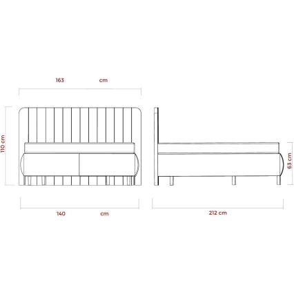 Letto imbottito con materassi e contenitore ALEXA 140x200 cm beige