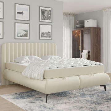 Letto imbottito ALEXA 160x200 cm con materassi e box contenitore, beige
