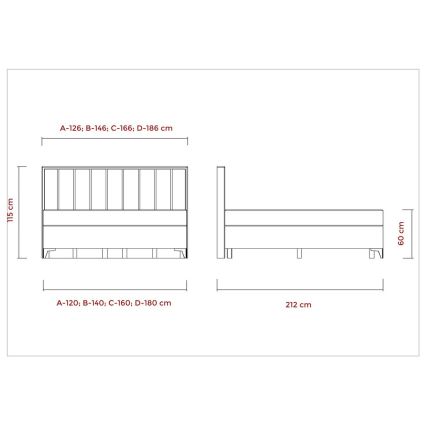 Letto imbottito con materassi e topper con contenitore ALICIA 160x200 cm beige