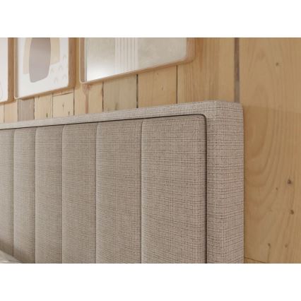 Letto imbottito ALICIA 160x200 cm con contenitore, completo di materassi e sovramaterasso, beige