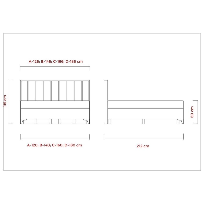 Letto imbottito con materassi e topper con contenitore ALICIA 180x200 cm beige