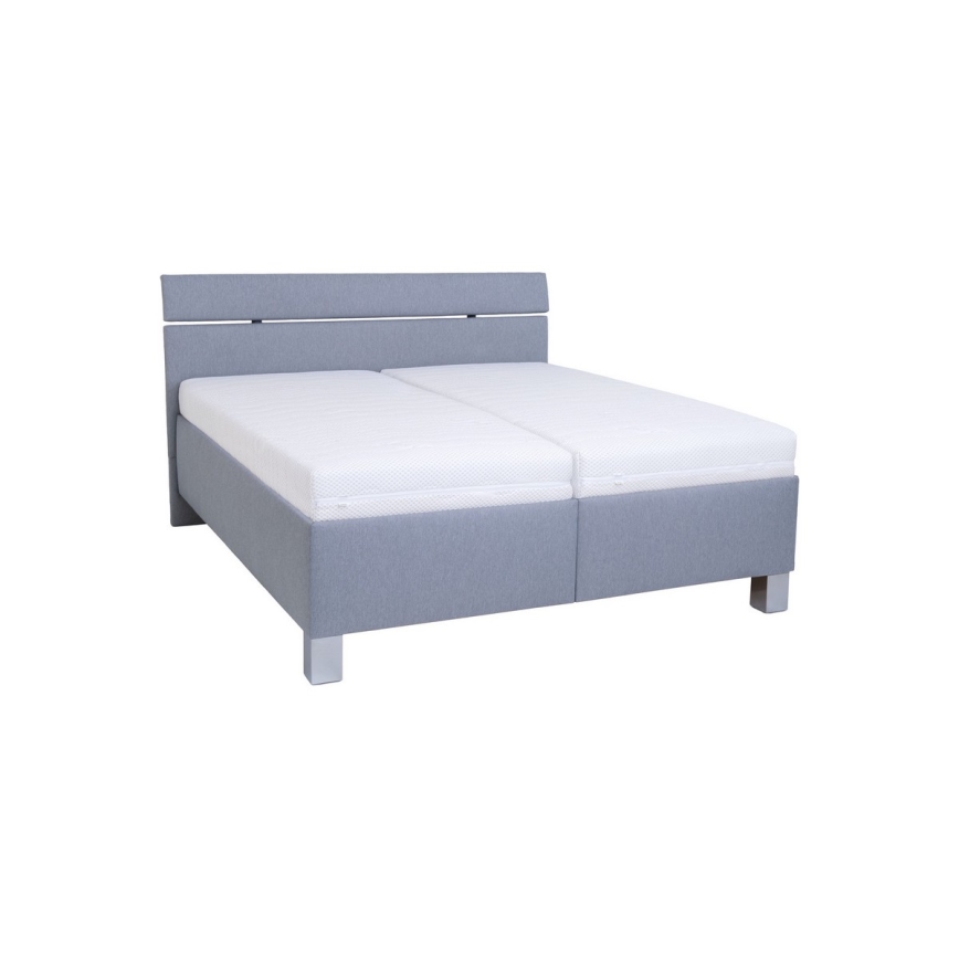 Letto imbottito ALIS 160x200 cm con materasso e contenitore, grigio chiaro