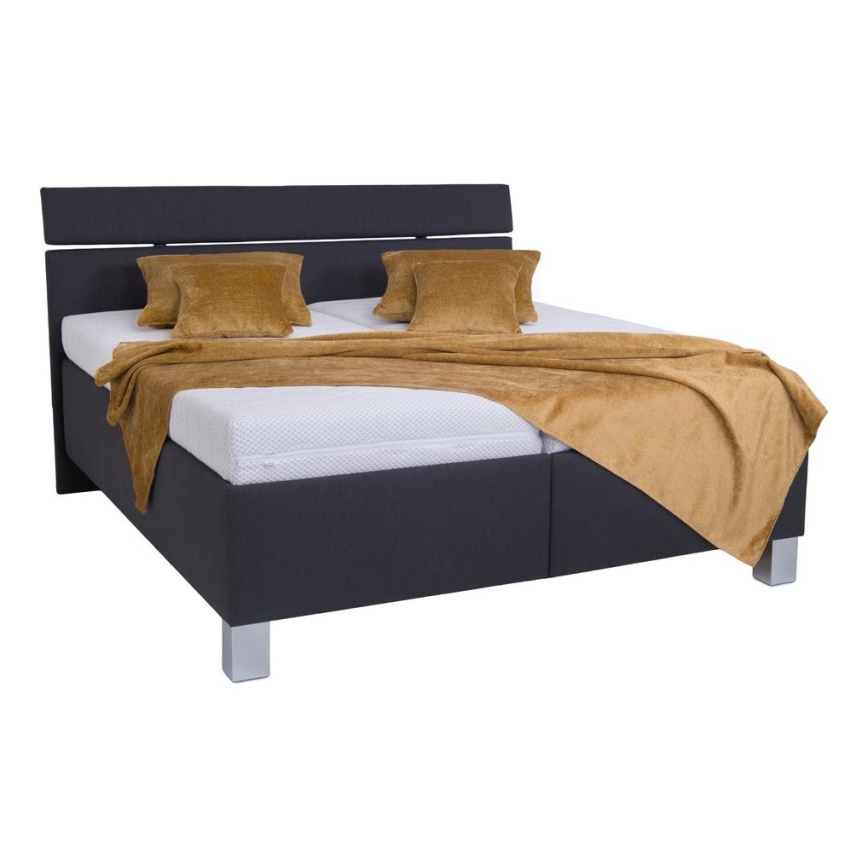 Letto imbottito ALIS 160x200 cm con materasso e vano contenitore, antracite