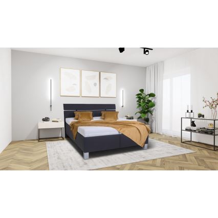 Letto imbottito ALIS 180x200 cm con materasso e contenitore, antracite
