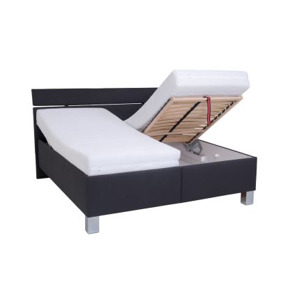 Letto imbottito ALIS 180x200 cm con materasso e contenitore, antracite