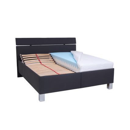 Letto imbottito ALIS 180x200 cm con materasso e contenitore, antracite