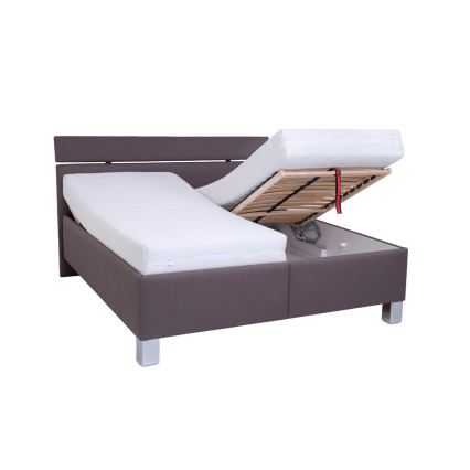 Letto imbottito ALIS 180x200 cm con materasso incluso e ampio vano contenitore, marrone