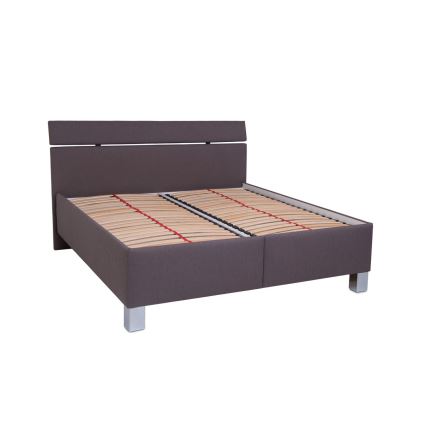 Letto imbottito ALIS 180x200 cm con materasso incluso e ampio vano contenitore, marrone