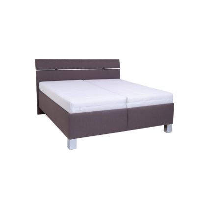 Letto imbottito ALIS 180x200 cm con materasso incluso e ampio vano contenitore, marrone