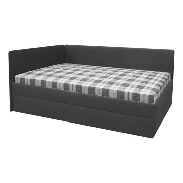 Letto imbottito ARLY 110x200 cm con testiera universale L/P, antracite/bianco