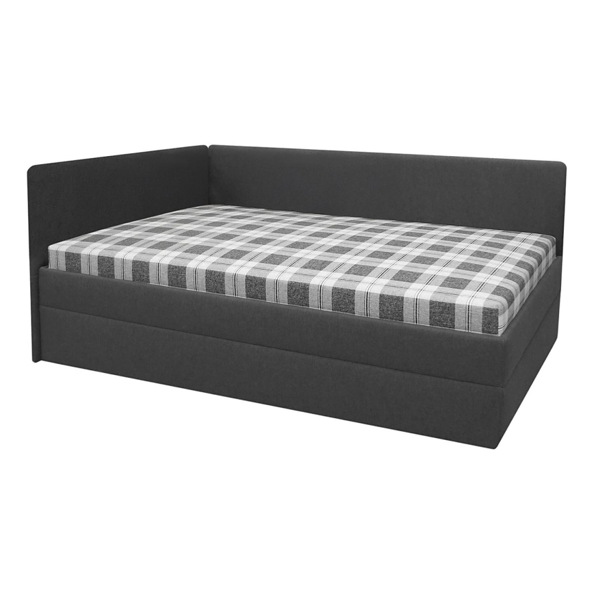 Letto imbottito ARLY 110x200 cm con testiera universale L/P, antracite/bianco
