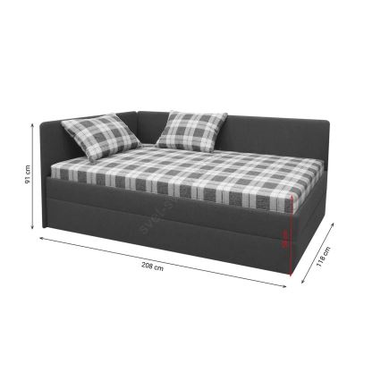 Letto imbottito ARLY 110x200 cm con testiera universale L/P, antracite/bianco